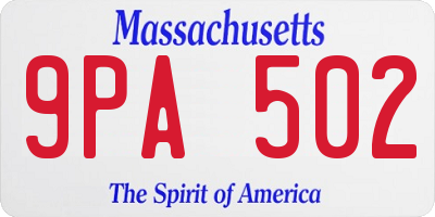 MA license plate 9PA502
