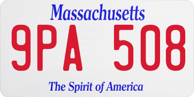MA license plate 9PA508