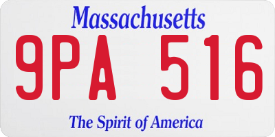 MA license plate 9PA516