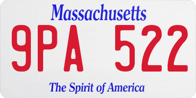 MA license plate 9PA522