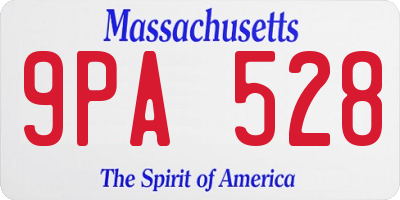 MA license plate 9PA528