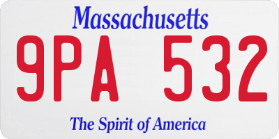 MA license plate 9PA532