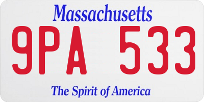 MA license plate 9PA533