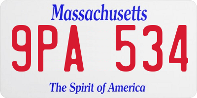 MA license plate 9PA534
