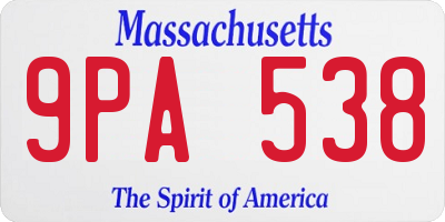MA license plate 9PA538