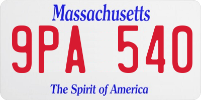 MA license plate 9PA540
