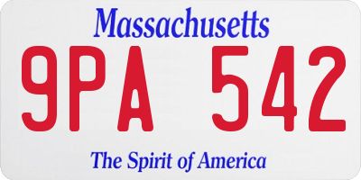 MA license plate 9PA542