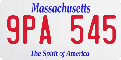 MA license plate 9PA545