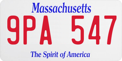 MA license plate 9PA547