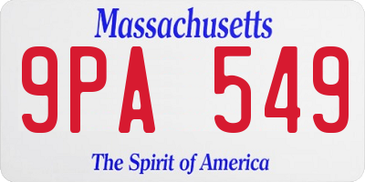 MA license plate 9PA549