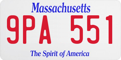 MA license plate 9PA551