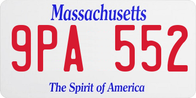 MA license plate 9PA552