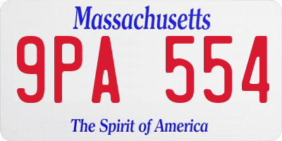 MA license plate 9PA554