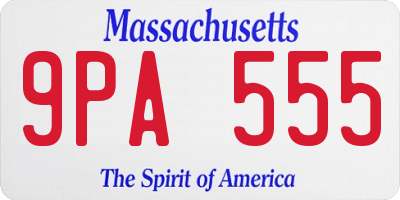 MA license plate 9PA555