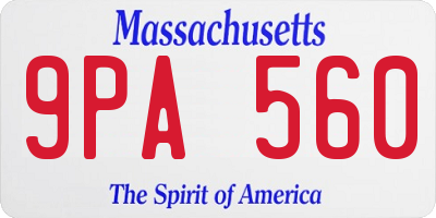 MA license plate 9PA560