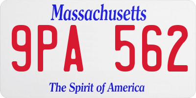 MA license plate 9PA562