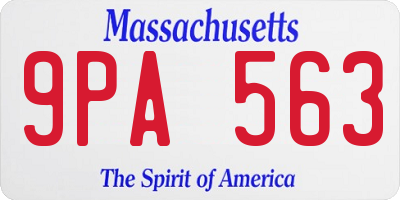 MA license plate 9PA563