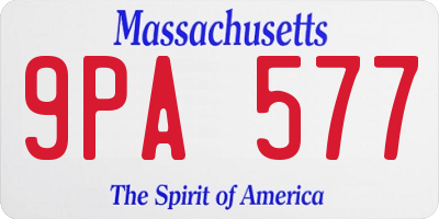 MA license plate 9PA577