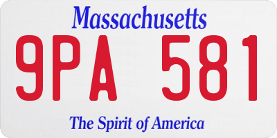 MA license plate 9PA581
