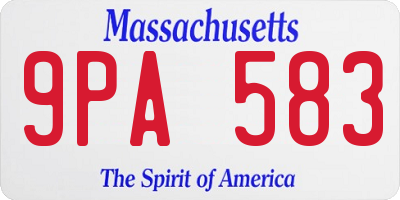 MA license plate 9PA583