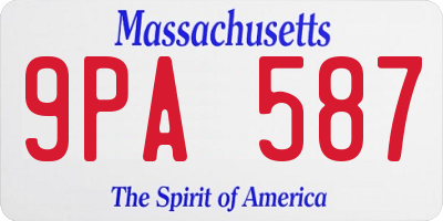 MA license plate 9PA587
