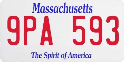 MA license plate 9PA593