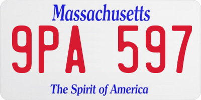 MA license plate 9PA597