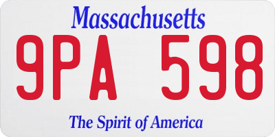 MA license plate 9PA598