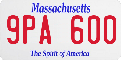 MA license plate 9PA600