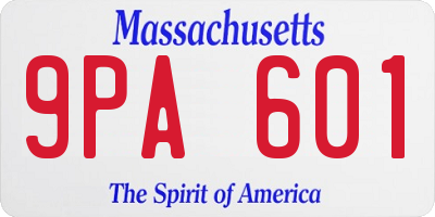 MA license plate 9PA601
