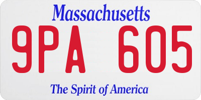 MA license plate 9PA605