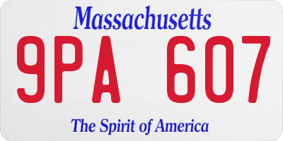 MA license plate 9PA607