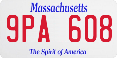 MA license plate 9PA608
