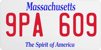MA license plate 9PA609