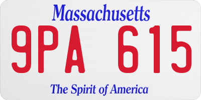 MA license plate 9PA615
