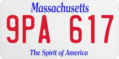MA license plate 9PA617