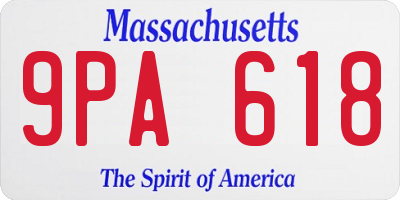 MA license plate 9PA618