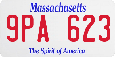 MA license plate 9PA623