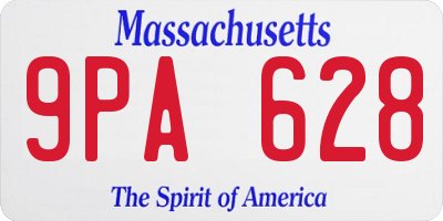MA license plate 9PA628