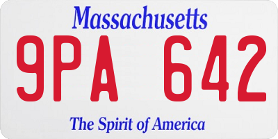 MA license plate 9PA642