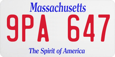 MA license plate 9PA647