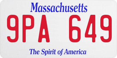 MA license plate 9PA649
