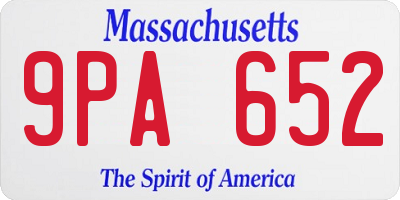 MA license plate 9PA652