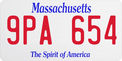 MA license plate 9PA654