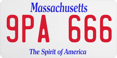 MA license plate 9PA666