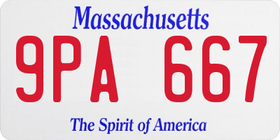 MA license plate 9PA667