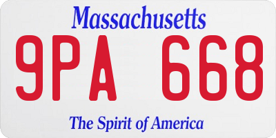 MA license plate 9PA668