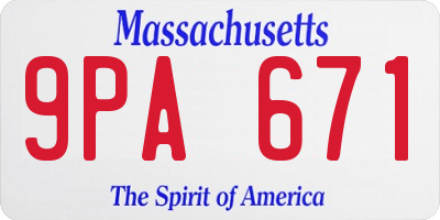 MA license plate 9PA671