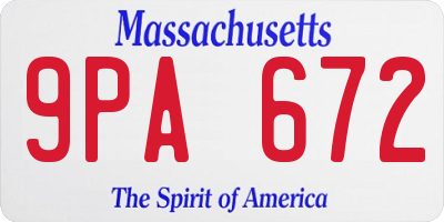 MA license plate 9PA672
