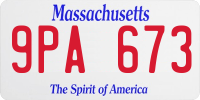 MA license plate 9PA673